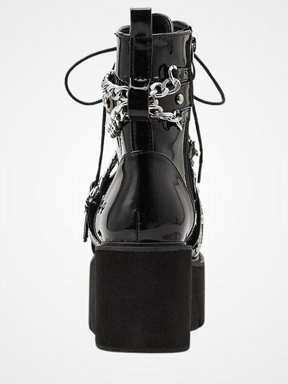 Sexy Punk Style Chain Buckle Strap Ankle Boots - ovniki
