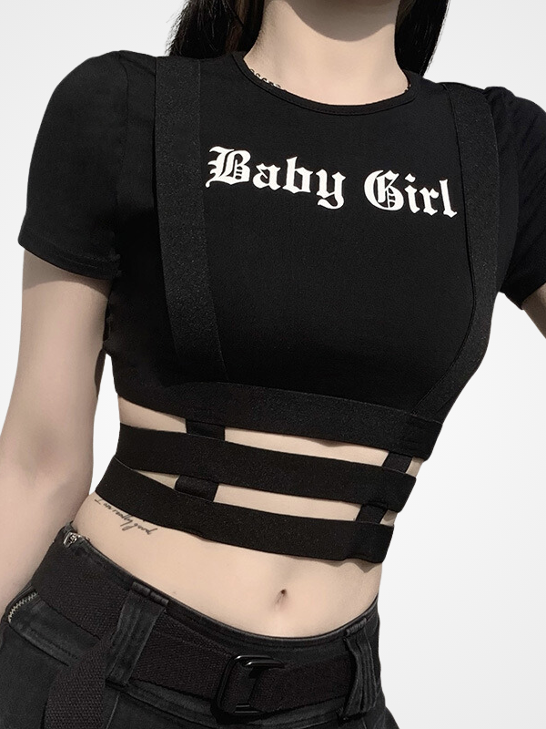 Vintage Goth Graphic Short Sleeve Top - ovniki