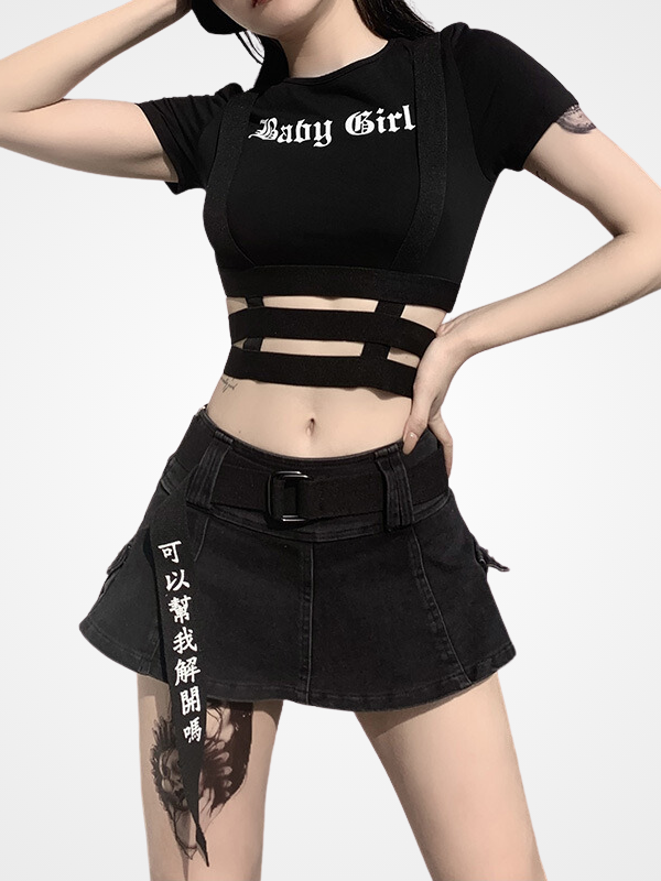 Vintage Goth Graphic  Short Sleeve Top - ovniki