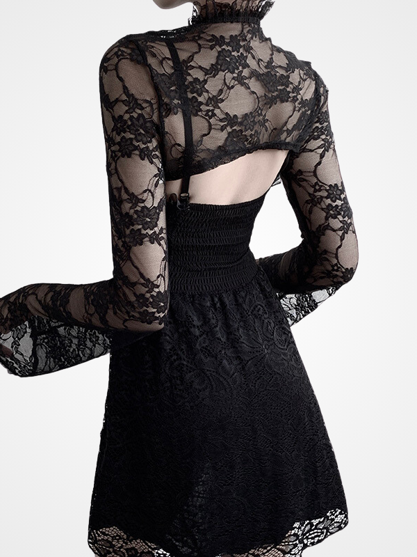Vintage Flare Long Sleeve Lace Bolero Jacket  - ovniki