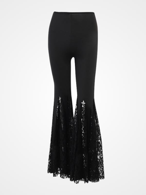 Vintage Gothic Black Stretch Flares Pants - ovniki