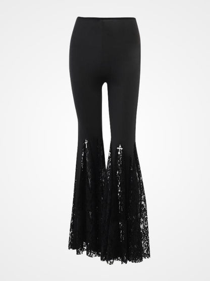 Vintage Gothic Black Stretch Flares Pants - ovniki