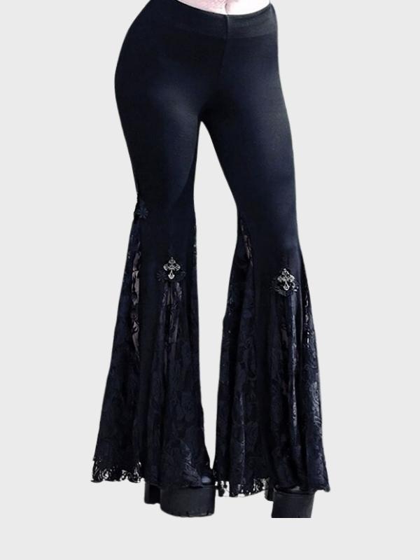 Vintage Gothic Black Stretch Flares Pants - ovniki