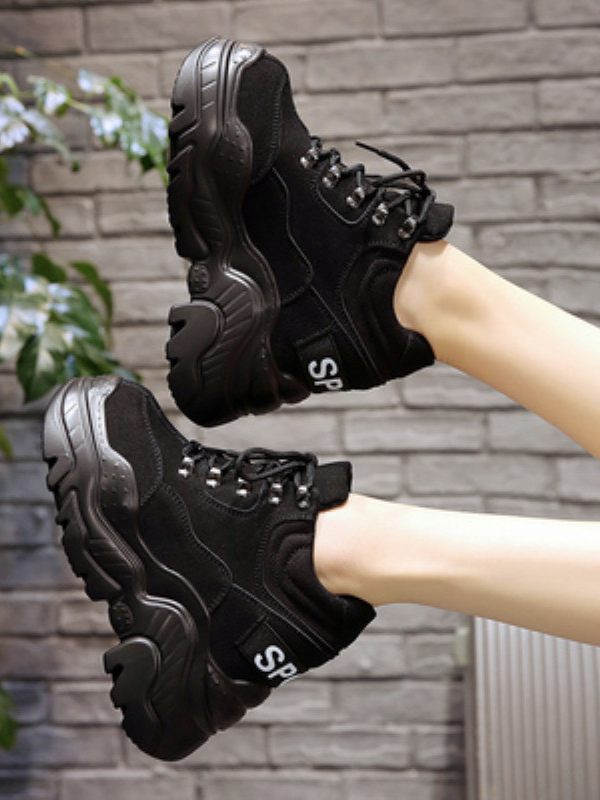 Woman's Breathable High Platform Trainers Shoes - ovniki