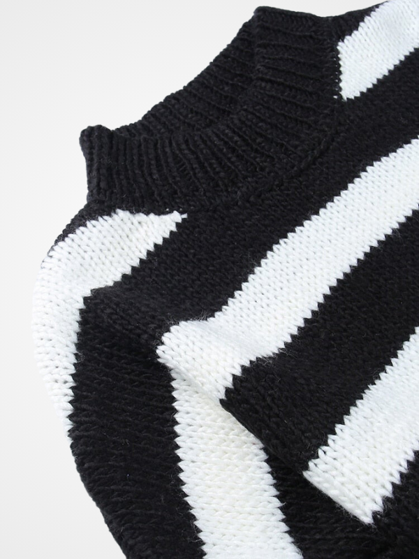 Women Cool Fashion Striped Pattern Short Sweaters - ovniki