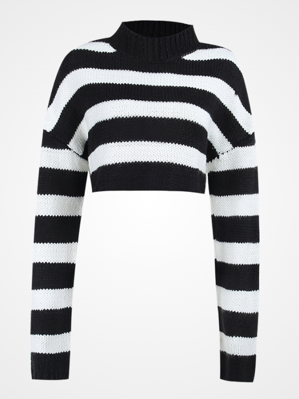 Women Cool Fashion Striped Pattern Short Sweaters - ovniki