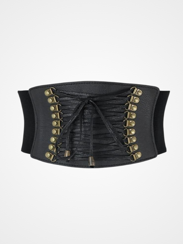 Women' Elastic Lace Up Leather Body Waist Belt_ovniki