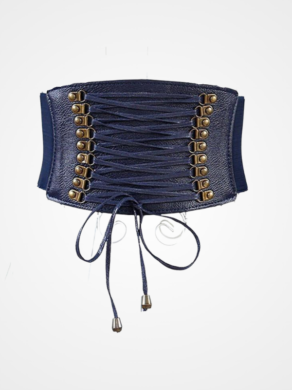 Women' Elastic Lace Up Leather Body Waist Belt_ovniki