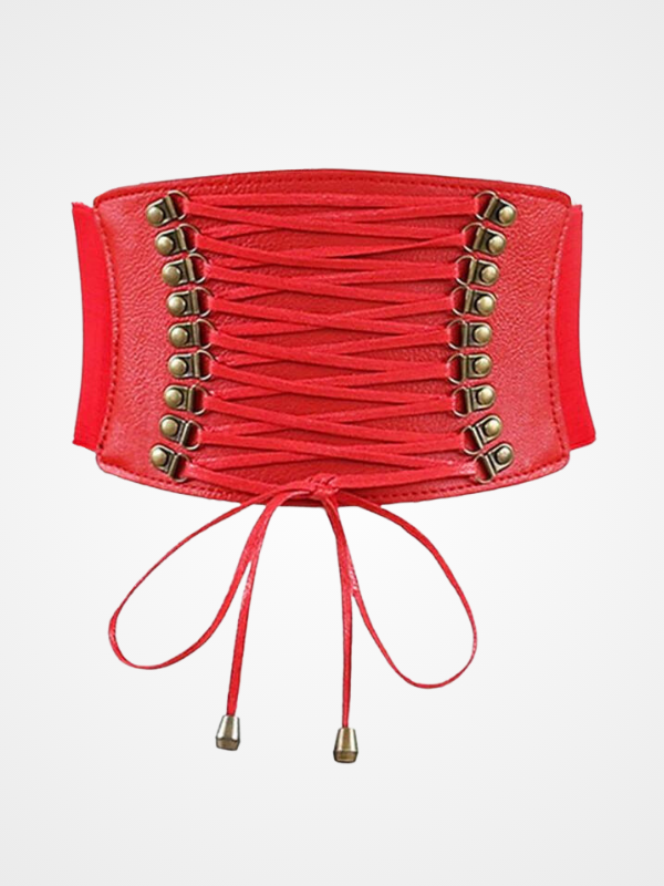 Women' Elastic Lace Up Leather Body Waist Belt_ovniki