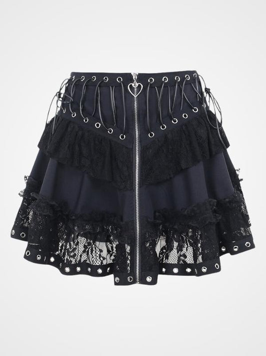 Women High Waist Lace Bandage Mini Skirt - ovniki