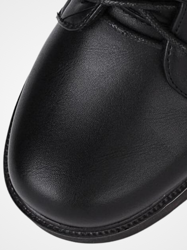 Women Leather Mid Calf Belt Buckle Boots - ovniki