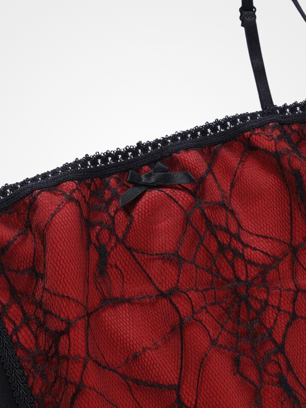 Women Spider Web Pattern Lace Tank Top - Ovniki