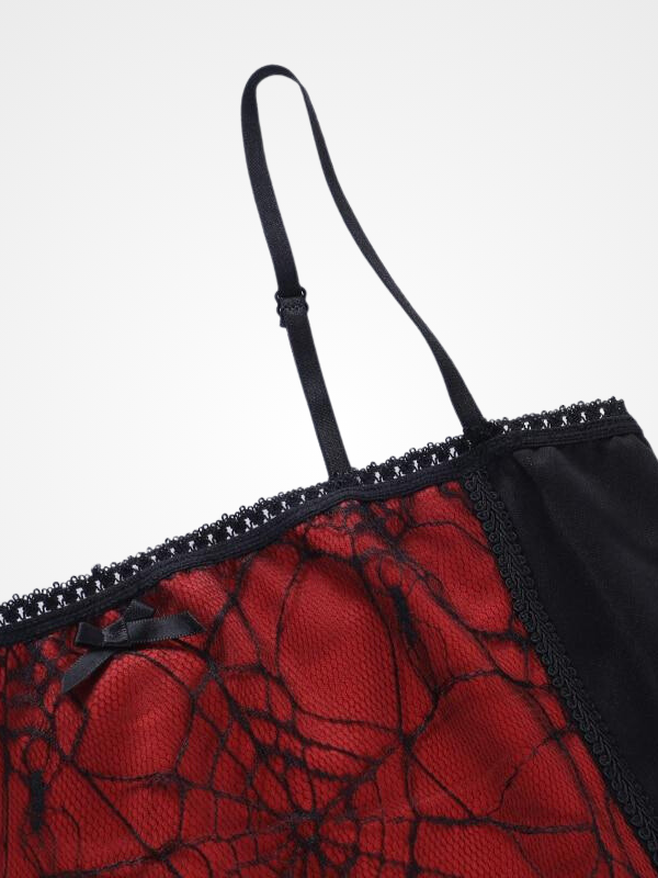 Women Spider Web Pattern Lace Tank Top - Ovniki