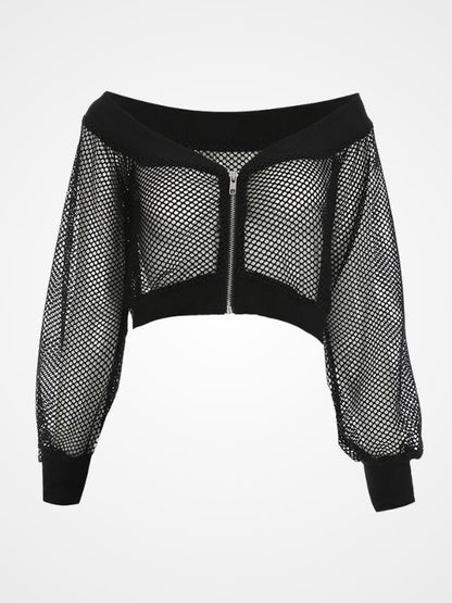 Women's Black Mesh Gothic Long Sleeve Jacket - ovniki