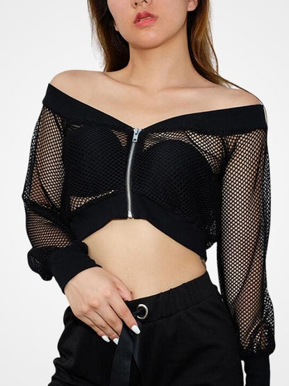 Women's Black Mesh Gothic Long Sleeve Jacket - ovniki
