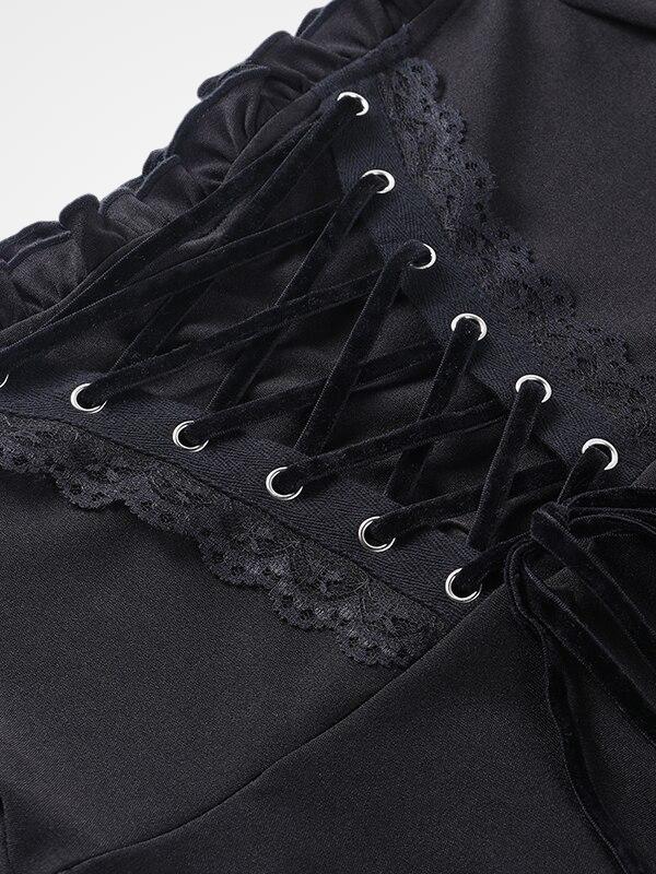 Women`s Gothic Bare Shoulder Lolita Mini Dress_ovniki