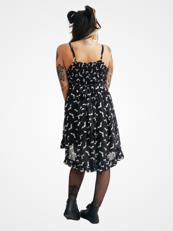 Women`s Gothic Bats Maxi Punk Long Dress_ovniki