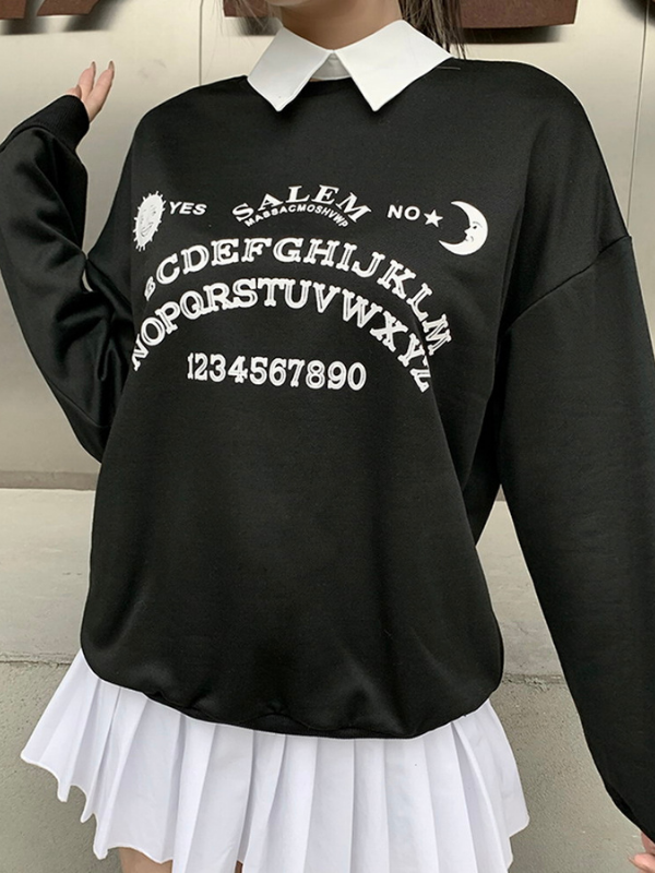 Women's Gothic Graphic Letter Print Casual Hoodie -  ovniki