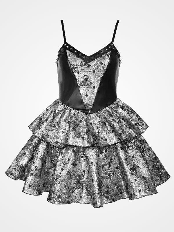 Women's Gothic Gray Studded Sling Dresses_ovniki