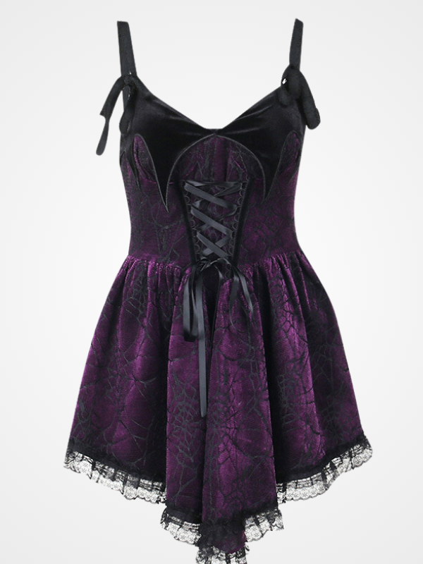 Women's Gothic Kawaii Lace Up Mini Dress_ovniki