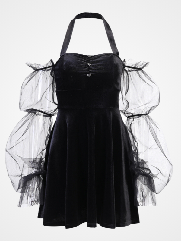 Women`s Gothic Lantern Sleeves Sexy Mini Dress_ovniki