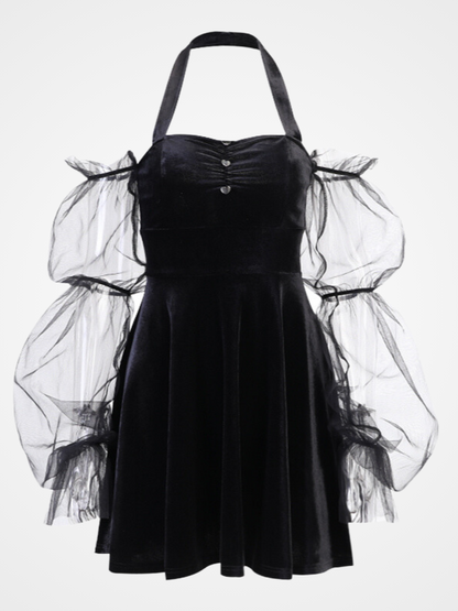 Women`s Gothic Lantern Sleeves Sexy Mini Dress_ovniki