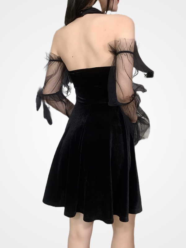 Women`s Gothic Lantern Sleeves Sexy Mini Dress_ovniki