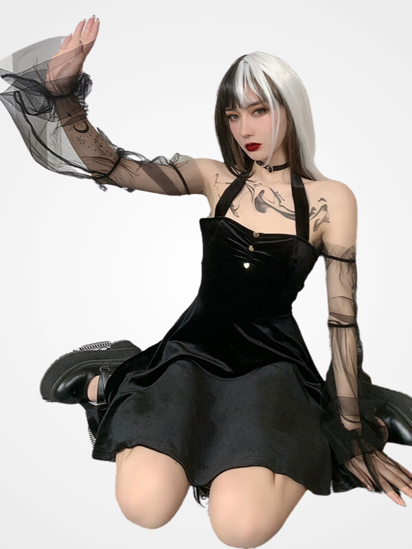 Women`s Gothic Lantern Sleeves Sexy Mini Dress_ovniki