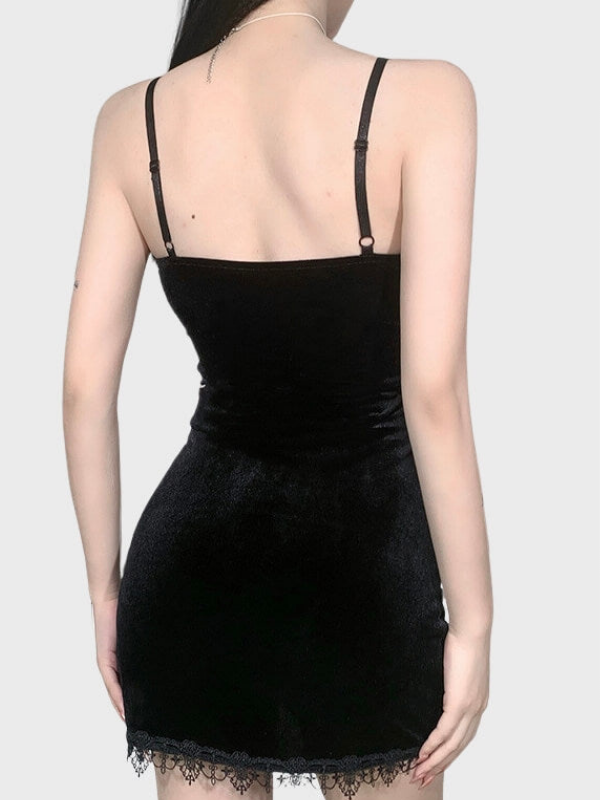 Women`s Gothic Spaghetti Straps Sexy Mini Dress_ovniki