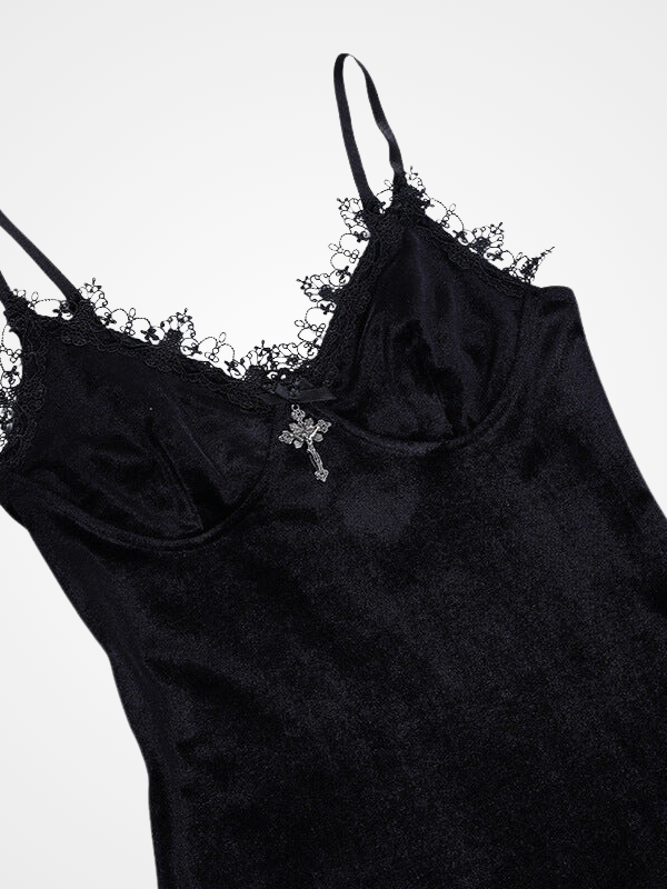 Women`s Gothic Spaghetti Straps Sexy Mini Dress_ovniki