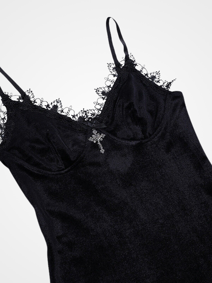 Women`s Gothic Spaghetti Straps Sexy Mini Dress_ovniki