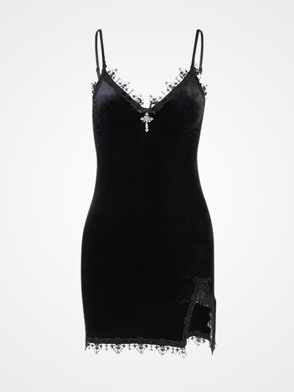 Women`s Gothic Spaghetti Straps Sexy Mini Dress_ovniki
