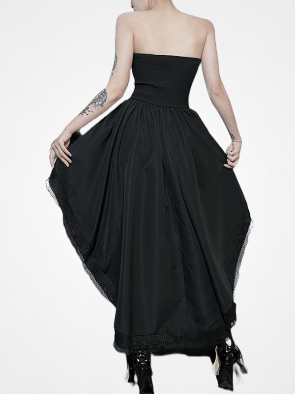 Women`s Gothic Strapless Slim Sexy Long Dress_ovniki