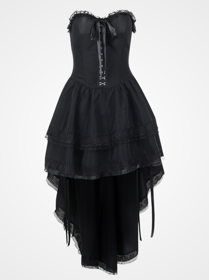 Women`s Gothic Strapless Slim Sexy Long Dress_ovniki