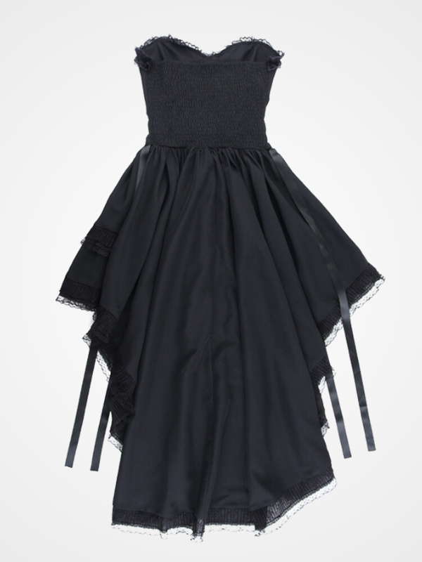 Women`s Gothic Strapless Slim Sexy Long Dress_ovniki