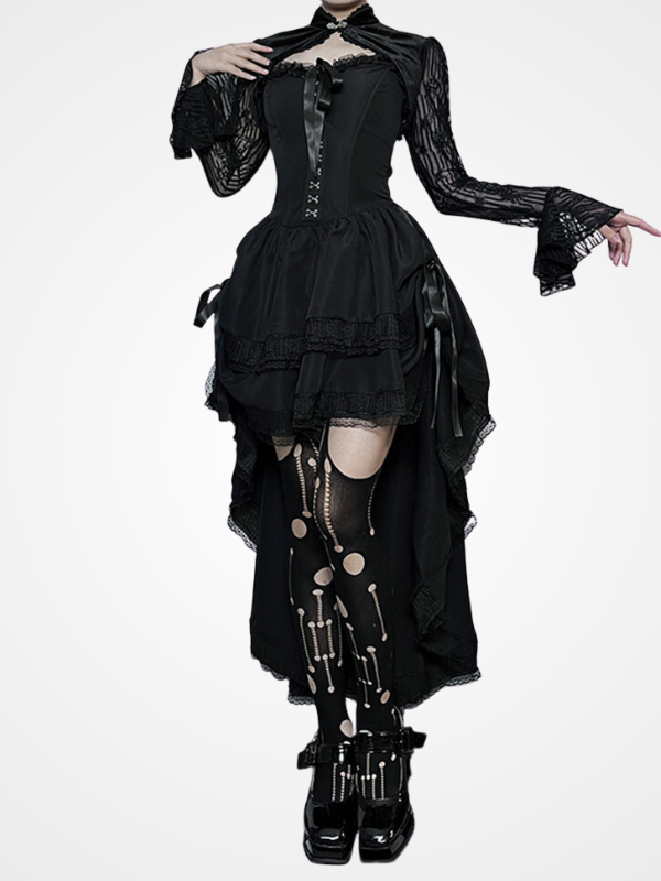 Women`s Gothic Strapless Slim Sexy Long Dress_ovniki