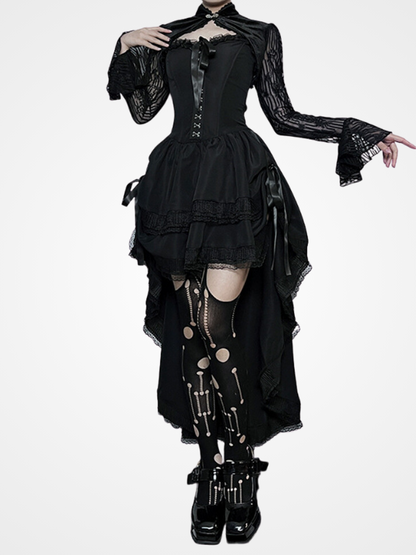 Women`s Gothic Strapless Slim Sexy Long Dress_ovniki
