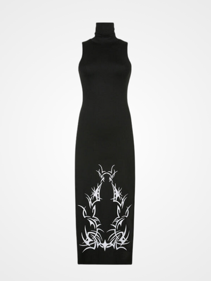 Women`s Gothic Turtleneck Sleeveless Party Long Dress_ovniki