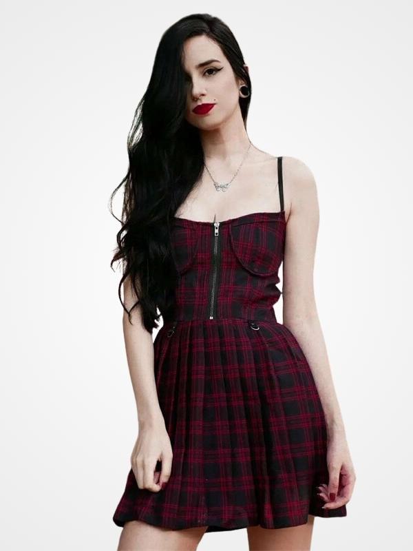 Women`s Gothic Zip Up Sleeveless Sexy Mini Dress_ovniki