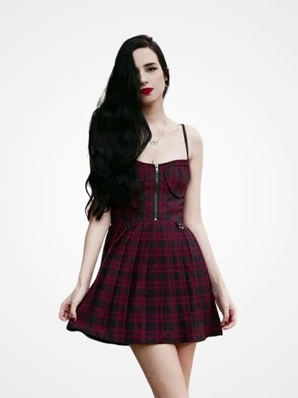 Women`s Gothic Zip Up Sleeveless Sexy Mini Dress_ovniki