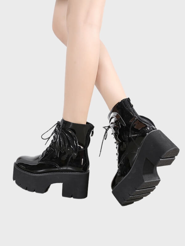 Women's High Heel Bat Wing Ankle Boots
