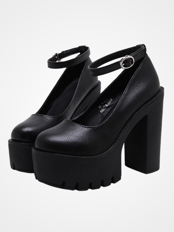 Women's High Heels Buckle Chunky Shoes - ovniki