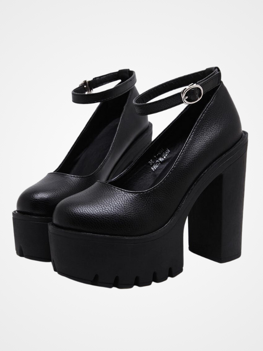 Women's High Heels Buckle Chunky Shoes - ovniki