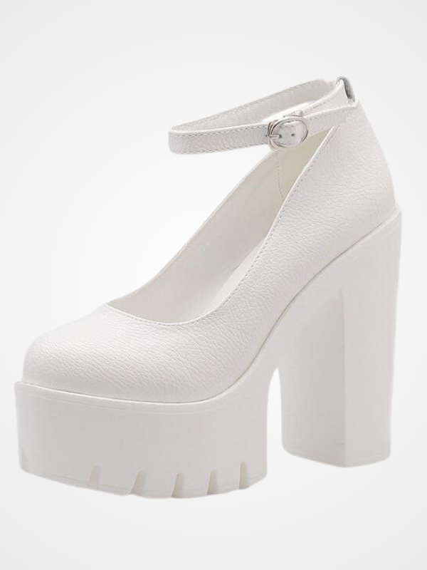 Women's High Heels Buckle Chunky Shoes - ovniki