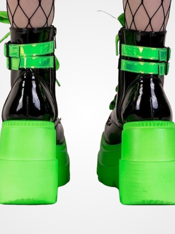 Women's High Heels Lace-up Green Ankle Boots - ovniki