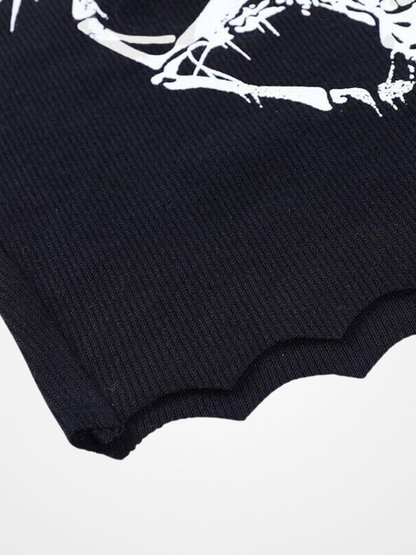 Women's Knitted Goat Print Black Tank Tops - ovniki