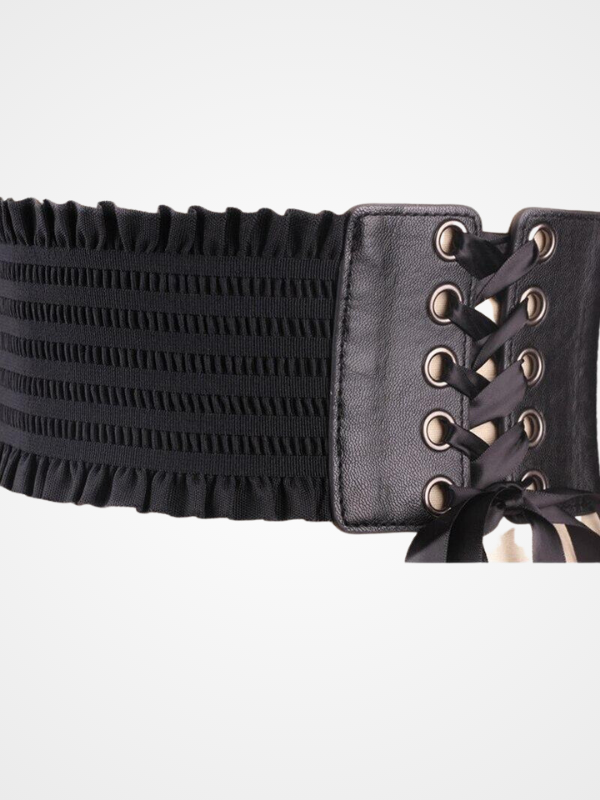 Women's Lace Up Corset Fashionable Black Belt_ovniki