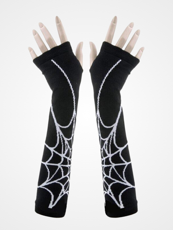 Women's Punk Fingerless Spider Web Casual Armwarmer_ovniki