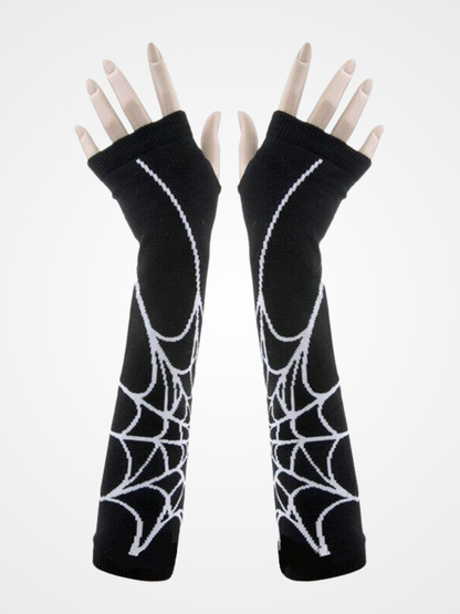 Women's Punk Fingerless Spider Web Casual Armwarmer_ovniki