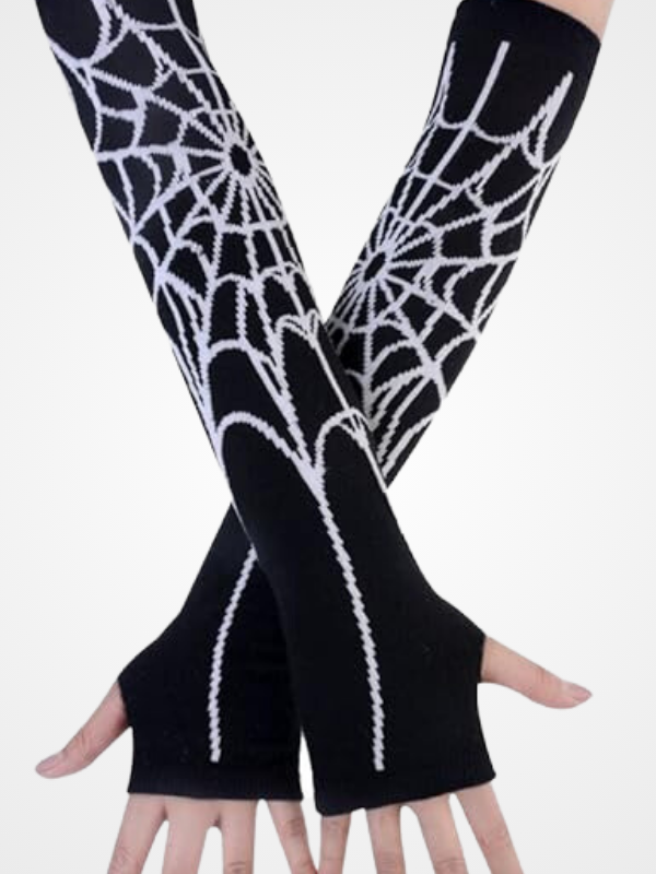 Women's Punk Fingerless Spider Web Casual Armwarmer_ovniki